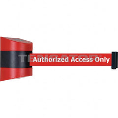 Tensator - 5-1/2" High x 3-1/4" Long x 3-1/4" Wide Magnetic Wall Mount Barrier - Metal, Red Powdercoat Finish, Red/Black, Use with Wall Mount - Exact Tooling