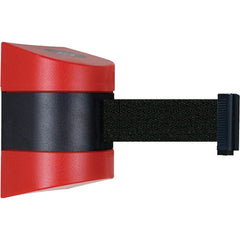 Tensator - 7-1/4" High x 4-3/4" Long x 4-3/4" Wide Magnetic Wall Mount Barrier - Metal, Red Powdercoat Finish, Red/Black, Use with Wall Mount - Exact Tooling