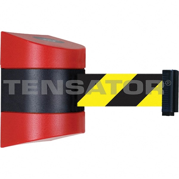 Tensator - 7-1/4" High x 4-3/4" Long x 4-3/4" Wide Magnetic Wall Mount Barrier - Metal, Red Powdercoat Finish, Red/Black, Use with Wall Mount - Exact Tooling