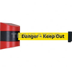 Tensator - 5-1/2" High x 3-1/4" Long x 3-1/4" Wide Magnetic Wall Mount Barrier - Metal, Red Powdercoat Finish, Red/Black, Use with Wall Mount - Exact Tooling