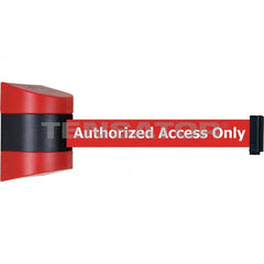 Tensator - 7-1/4" High x 4-3/4" Long x 4-3/4" Wide Magnetic Wall Mount Barrier - Metal, Red Powdercoat Finish, Red/Black, Use with Wall Mount - Exact Tooling