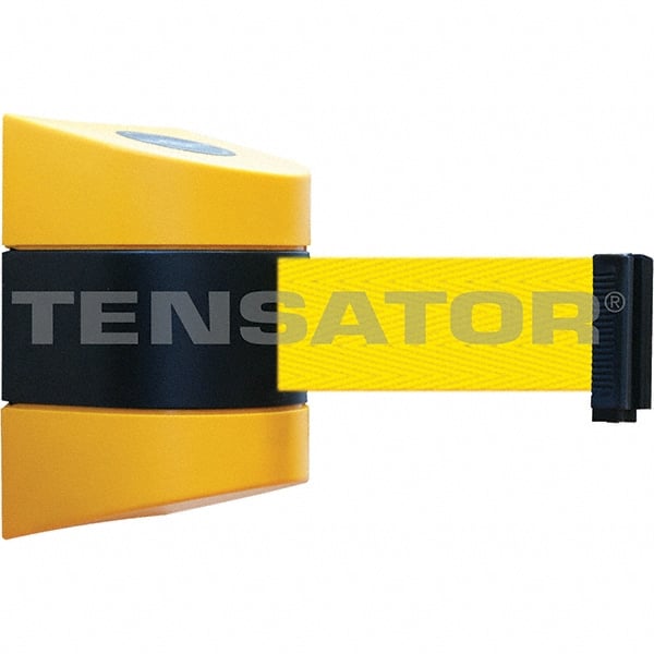 Tensator - 5-1/2" High x 3-1/4" Long x 3-1/4" Wide Magnetic Wall Mount Barrier - Metal, Yellow Powdercoat Finish, Black/Yellow, Use with Wall Mount - Exact Tooling
