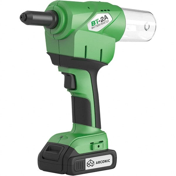 Marson - All up to 3/16" Closed End Rivet Capacity , 2,248 Lb Pull Force Cordless Electric Riveter - 0.83" Stroke Length, 14.4 Volt, Mandrel Collection, Battery Included - Exact Tooling