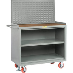 Little Giant - 3,600 Lb Capacity, 3 Shelf Mobile Bench Cabinet with Louvered Panel - 53" Wide x 24" Deep x 43" High, Steel - Exact Tooling