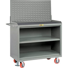 Little Giant - 3,600 Lb Capacity, 3 Shelf Mobile Bench Cabinet with Louvered Panel - 53" Wide x 24" Deep x 43" High, Steel - Exact Tooling