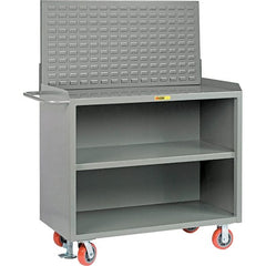 Little Giant - 3,600 Lb Capacity, 3 Shelf Mobile Bench Cabinet with Louvered Panel - 53" Wide x 24" Deep x 43" High, Steel - Exact Tooling
