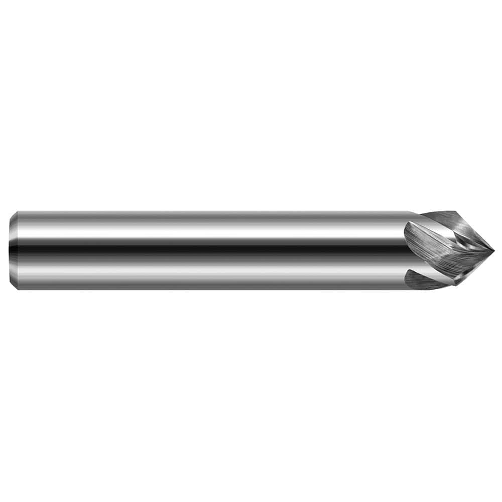 Harvey Tool - 1/4" Diam 90°/90° 2-Flute Single End Solid Carbide Chamfer Mill - Exact Tooling