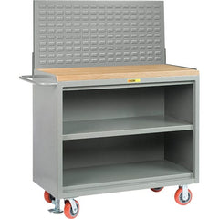 Little Giant - 3,600 Lb Capacity, 3 Shelf Mobile Bench Cabinet with Louvered Panel - 53" Wide x 24" Deep x 43" High, Steel - Exact Tooling