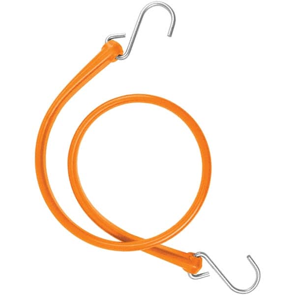 The Perfect Bungee - Heavy Duty Bungee Strap with Triangulated Galvanized S Hook - 36" OAL, Safety Orange - Exact Tooling