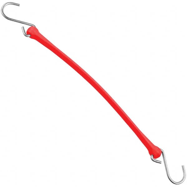 The Perfect Bungee - Heavy Duty Bungee Strap with Triangulated Galvanized S Hook - 18" OAL, Red - Exact Tooling