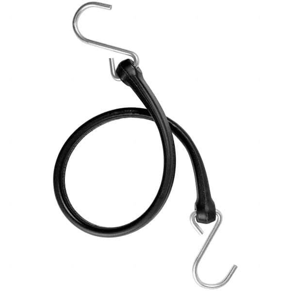 The Perfect Bungee - Heavy Duty Bungee Strap with Triangulated Galvanized S Hook - 24" OAL, Black - Exact Tooling