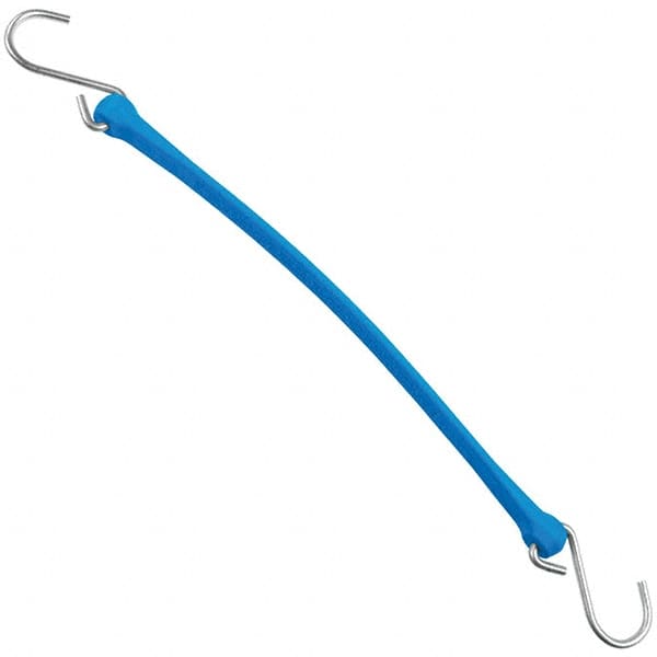 The Perfect Bungee - Heavy Duty Bungee Strap with Triangulated Galvanized S Hook - 18" OAL, Blue - Exact Tooling
