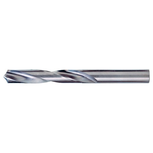 #44 Dia. × 0.086″ Shank × 1″ Flute Length × 2″ OAL, 118°, Bright, 2xD Flute, Round Solid Carbide Drill - Exact Tooling