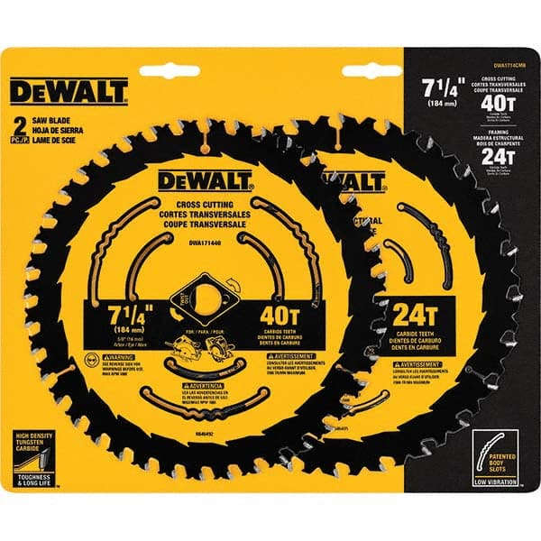 DeWALT - Wet & Dry-Cut Saw Blades Blade Diameter (Inch): 7-1/4 Blade Material: Carbide-Tipped - Exact Tooling