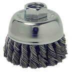 2-3/4" Diameter - M-10 x 1.50 Arbor Hole - Knot Steel Wire Cup Wheel - Exact Tooling