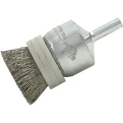 Brush Research Mfg. - 1" Brush Diam, Crimped, End Brush - 1/4" Diam Steel Shank, 20,000 Max RPM - Exact Tooling