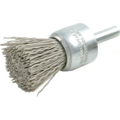 Brush Research Mfg. - 500 Grit, 1" Brush Diam, Crimped, End Brush - Fine Grade, 1/4" Diam Steel Shank, 20,000 Max RPM - Exact Tooling