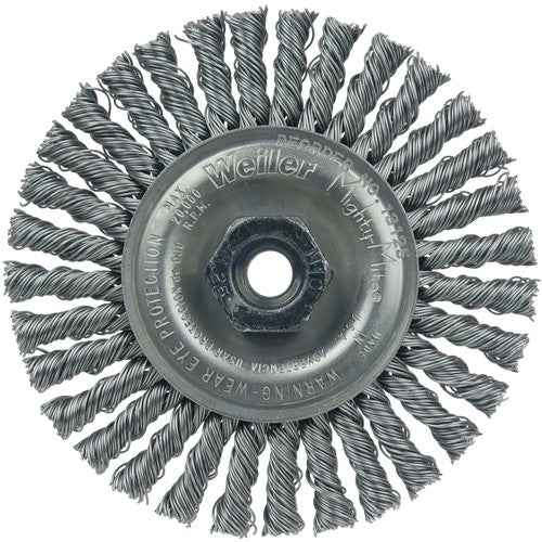 4″ Diameter - MI0 × 1.25 Arbor Hole - Stringer Bead Twist Steel Wire Straight Wheel - Exact Tooling