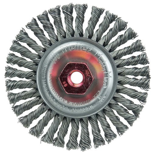 4″ Diameter - MI0 × 1.50 Arbor Hole - Stringer Bead Twist Steel Wire Straight Wheel - Exact Tooling