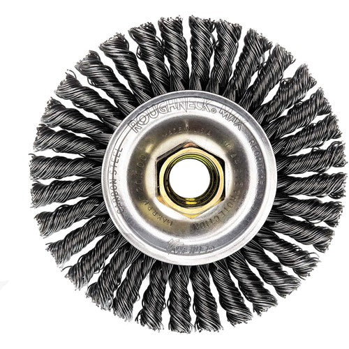 4″ Diameter-5/8″-11 Arbor Hole - Stringer Bead Twist Steel Wire Straight Wheel - Exact Tooling