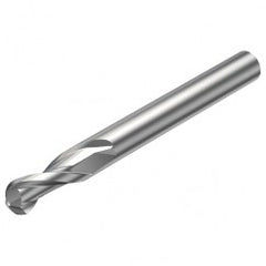 R216.42-06030-AK10A H10F 6mm 2 FL Solid Carbide Ball Nose End Mill w/Cylindrical Shank - Exact Tooling