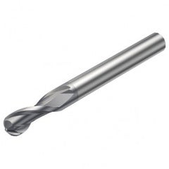 R216.42-12030-AK22G 1610 12mm 2 FL Solid Carbide Ball Nose End Mill w/Cylindrical Shank - Exact Tooling