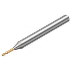 R216.42-00330-GC03G 1700 0.3mm 2 FL Solid Carbide ball nose endmill w/Cylindrical with Neck Shank - Exact Tooling