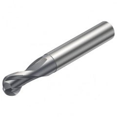 R216.42-01030-AI10G 1610 1mm 2 FL Solid Carbide Ball Nose End Mill w/Cylindrical Shank - Exact Tooling