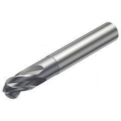R216.44-12030-AI12G 1610 12mm 4 FL Solid Carbide Ball Nose End Mill w/Cylindrical Shank - Exact Tooling