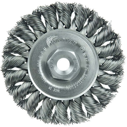 3″ Standard Twist Knot Wire Wheel, .014″ Steel Fill, 3/8″-24 UNF Nut - Exact Tooling