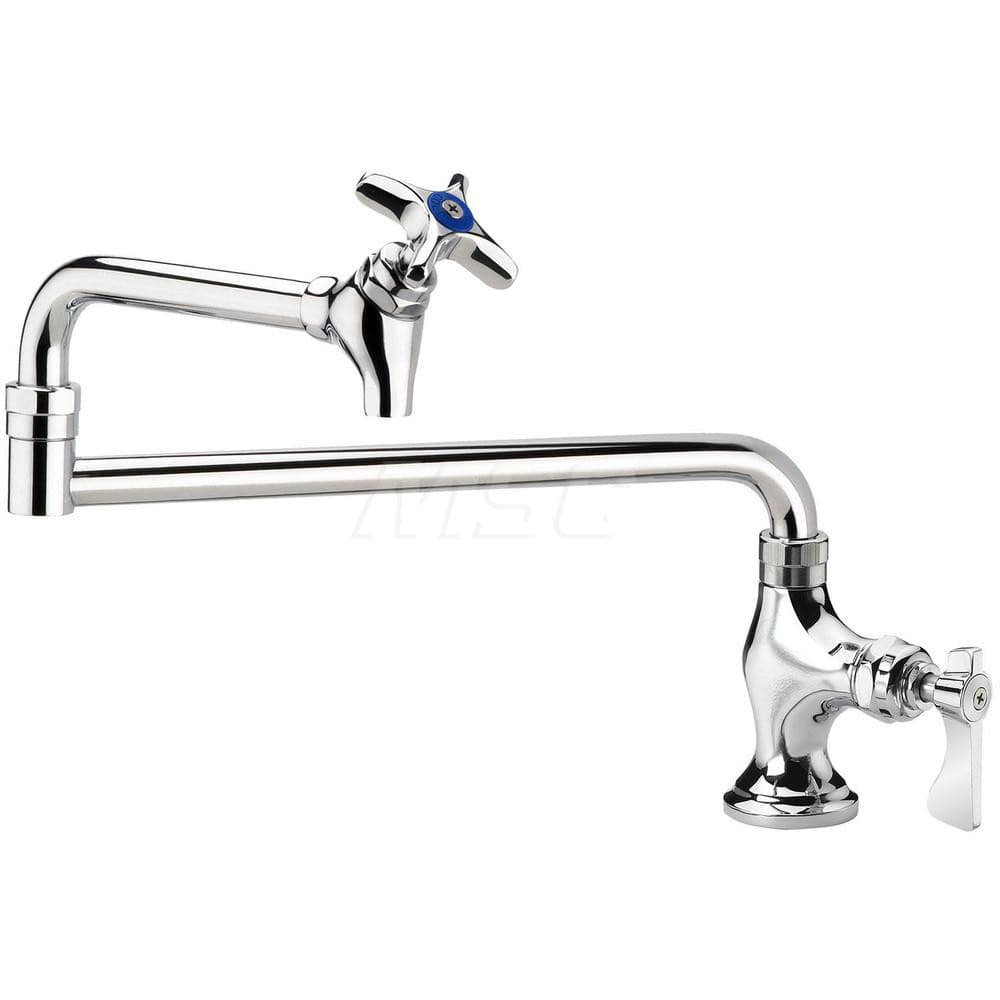 Industrial & Laundry Faucets; Type: Base Mount Faucet; Style: Base Mounted; Design: Base Mounted; Handle Type: Lever; Spout Type: Swing Spout/Nozzle; Mounting Centers: Single Hole; Spout Size: 18; Finish/Coating: Chrome Plated Brass; Type: Base Mount Fauc