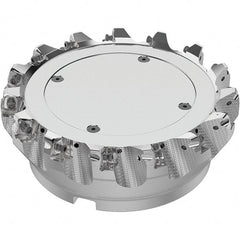 Seco - 160mm Cut Diam, 40mm Arbor Hole, 8mm Max Depth of Cut, 71° Indexable Chamfer & Angle Face Mill - 15 Inserts, SN.. Insert, Right Hand Cut, 15 Flutes, Through Coolant, Series R220.56 - Exact Tooling