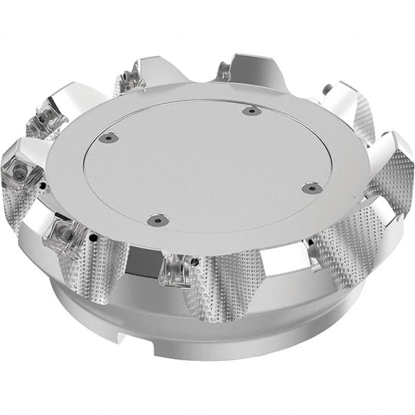 Seco - 160mm Cut Diam, 40mm Arbor Hole, 6mm Max Depth of Cut, 48° Indexable Chamfer & Angle Face Mill - 10 Inserts, SN.. Insert, Right Hand Cut, 10 Flutes, Through Coolant, Series R220.54 - Exact Tooling