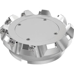 Seco - 160mm Cut Diam, 40mm Arbor Hole, 6mm Max Depth of Cut, 48° Indexable Chamfer & Angle Face Mill - 10 Inserts, SN.. Insert, Right Hand Cut, 10 Flutes, Through Coolant, Series R220.54 - Exact Tooling