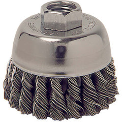 2-3/4″ Single Row Knot Wire Cup Brush, .020″ Steel Fill, M14 × 2.0 Nut - Exact Tooling