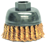 2-3/4" Single Row Wire Cup Brush - .020 Bronze; 5/8-11 A.H.; - Non-Sparking Wire Wheel - Exact Tooling