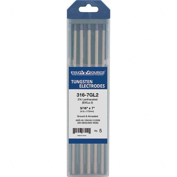 PRO-SOURCE - Tungsten Electrodes Type: 2% Lanthanated Diameter (Inch): 3/16 - Exact Tooling