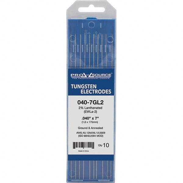 PRO-SOURCE - Tungsten Electrodes Type: 2% Lanthanated Diameter (Inch): 0.040 - Exact Tooling