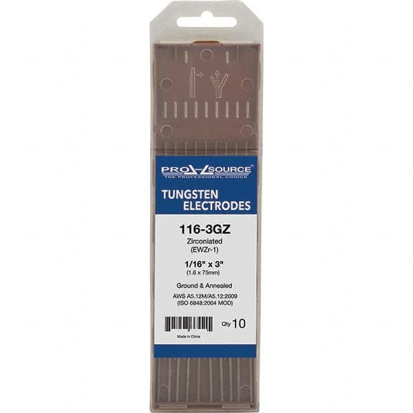 PRO-SOURCE - Tungsten Electrodes Type: Zirconiated Diameter (Inch): 1/16 - Exact Tooling