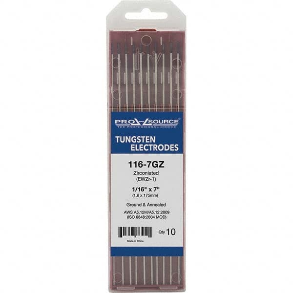 PRO-SOURCE - Tungsten Electrodes Type: Zirconiated Diameter (Inch): 1/16 - Exact Tooling