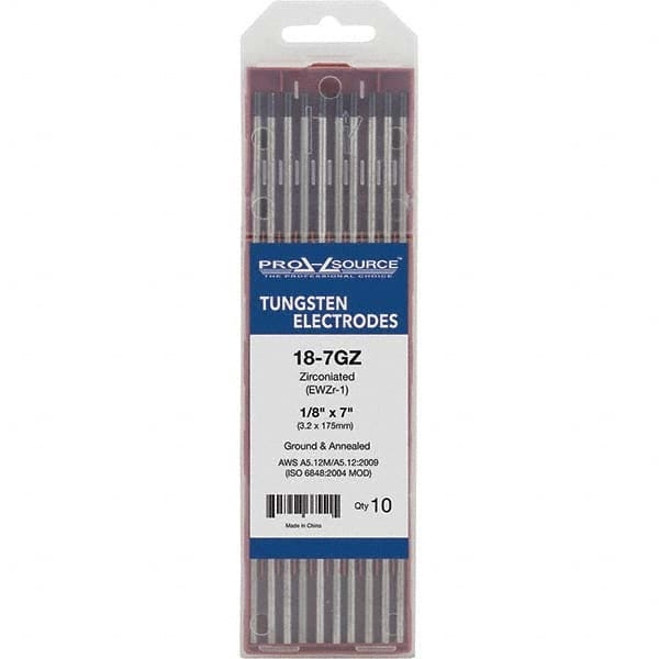 PRO-SOURCE - Tungsten Electrodes Type: Zirconiated Diameter (Inch): 1/8 - Exact Tooling