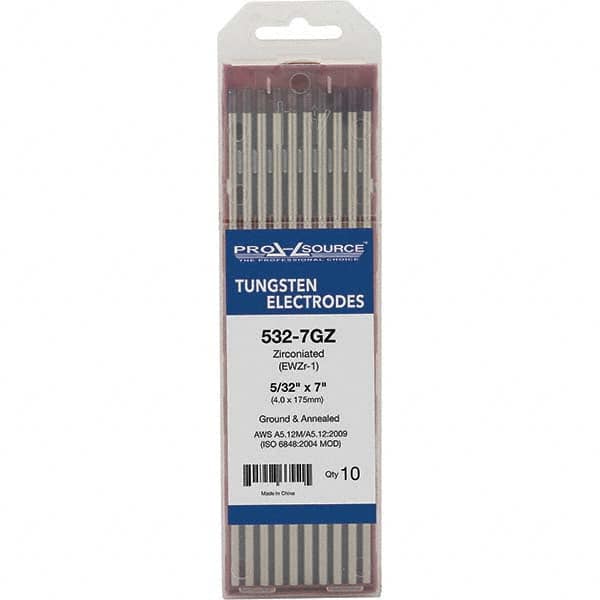 PRO-SOURCE - Tungsten Electrodes Type: Zirconiated Diameter (Inch): 5/32 - Exact Tooling