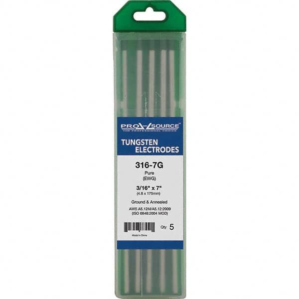 PRO-SOURCE - Tungsten Electrodes Type: Pure Diameter (Inch): 3/16 - Exact Tooling