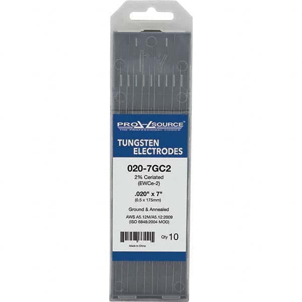 PRO-SOURCE - Tungsten Electrodes Type: 2% Ceriated Diameter (Inch): 0.020 - Exact Tooling