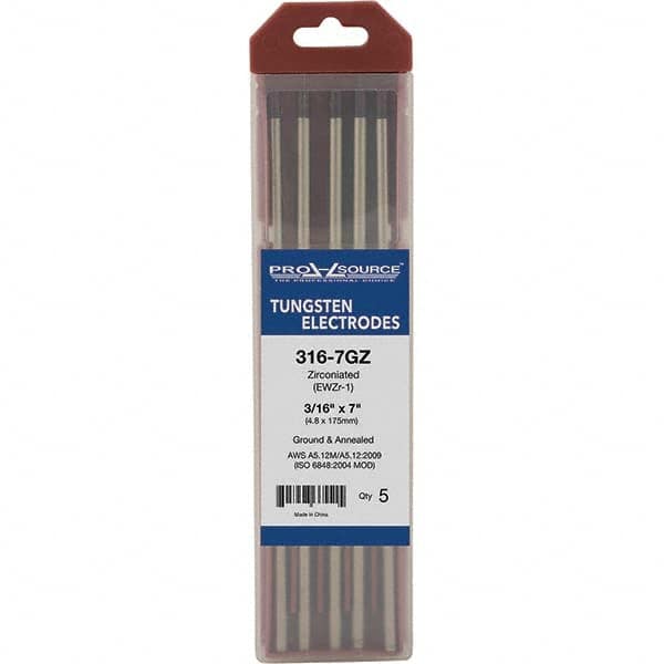 PRO-SOURCE - Tungsten Electrodes Type: Zirconiated Diameter (Inch): 3/16 - Exact Tooling