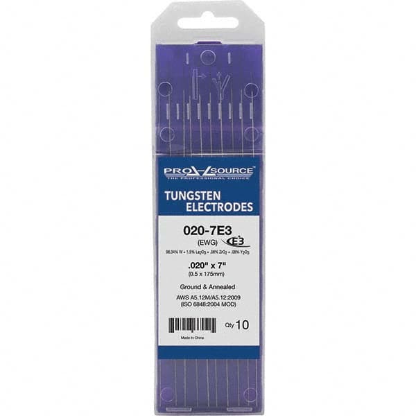 PRO-SOURCE - Tungsten Electrodes Type: E3 Diameter (Inch): 0.020 - Exact Tooling