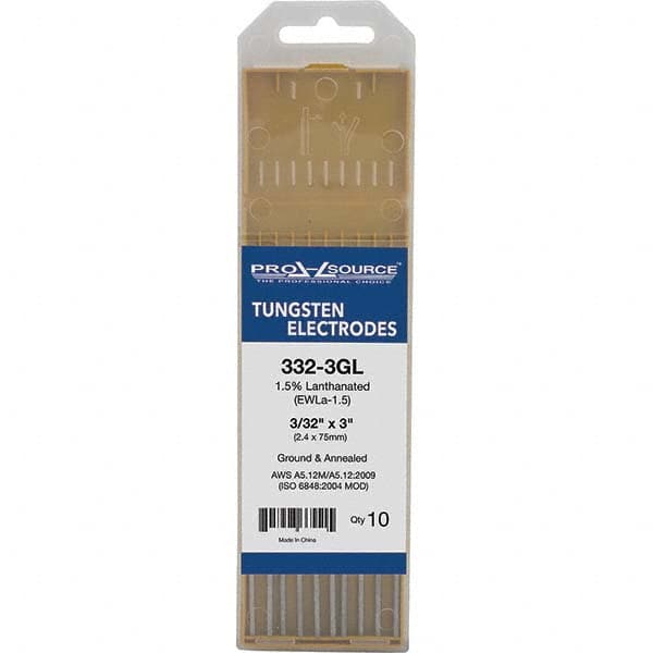 PRO-SOURCE - Tungsten Electrodes Type: 1.5% Lanthanated Diameter (Inch): 3/32 - Exact Tooling