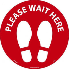 NMC - "Please Wait Here" Adhesive-Backed Floor Sign - Exact Tooling