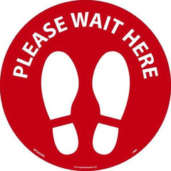 NMC - "Please Wait Here" Adhesive-Backed Floor Sign - Exact Tooling