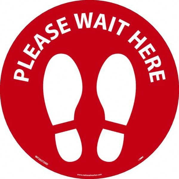 NMC - "Please Wait Here" Adhesive-Backed Floor Sign - Exact Tooling
